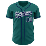 Custom Teal Navy-White Authentic Baseball Jersey
