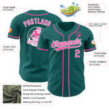 Custom Teal Pink-White Authentic Baseball Jersey