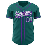 Custom Teal Purple-White Authentic Baseball Jersey