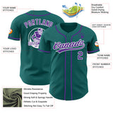 Custom Teal Purple-White Authentic Baseball Jersey