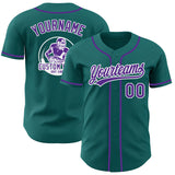 Custom Teal Purple-White Authentic Baseball Jersey