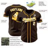 Custom Brown White-Gold Authentic Baseball Jersey