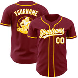 Custom Crimson White-Yellow Authentic Baseball Jersey