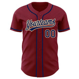 Custom Crimson Navy-Cream Authentic Baseball Jersey