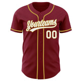 Custom Crimson White-Old Gold Authentic Baseball Jersey