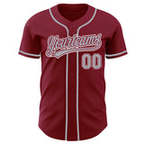 Custom Crimson Gray-White Authentic Baseball Jersey