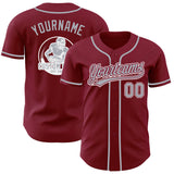 Custom Crimson Gray-White Authentic Baseball Jersey
