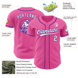 Custom Pink White-Purple Authentic Baseball Jersey