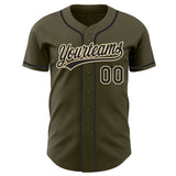 Custom Olive Black-Cream Authentic Baseball Jersey