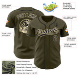 Custom Olive Black-Cream Authentic Baseball Jersey