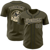 Custom Olive Black-Cream Authentic Baseball Jersey