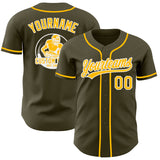 Custom Olive Gold-White Authentic Baseball Jersey