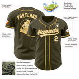 Custom Olive Cream-Old Gold Authentic Baseball Jersey
