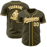 Custom Olive Cream-Old Gold Authentic Baseball Jersey