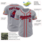 Custom Gray Red-Navy Authentic Baseball Jersey