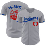 Custom Gray Red-Royal Authentic Baseball Jersey