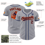 Custom Gray Navy-Orange Authentic Baseball Jersey