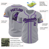 Custom Gray Purple-Black Authentic Baseball Jersey