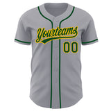 Custom Gray Green-Gold Authentic Baseball Jersey