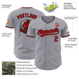 Custom Gray Red-Black Authentic Baseball Jersey