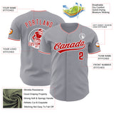 Custom Gray Red-White Authentic Baseball Jersey