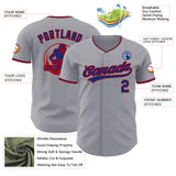 Custom Gray Royal-Red Authentic Baseball Jersey