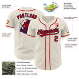 Custom Cream Red-Navy Authentic Baseball Jersey