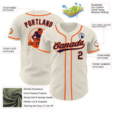 Custom Cream Navy-Orange Authentic Baseball Jersey
