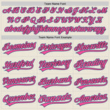 Custom Cream Light Blue Black-Pink Authentic Baseball Jersey