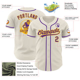 Custom Cream Purple-Gold Authentic Baseball Jersey