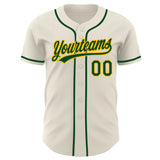 Custom Cream Green-Gold Authentic Baseball Jersey
