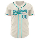 Custom Cream Teal-Gray Authentic Baseball Jersey