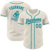 Custom Cream Teal-Gray Authentic Baseball Jersey