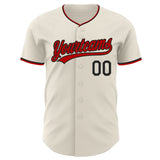 Custom Cream Black-Red Authentic Baseball Jersey