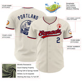 Custom Cream Navy-Red Authentic Baseball Jersey