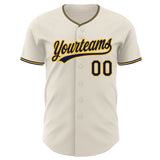 Custom Cream Navy-Gold Authentic Baseball Jersey