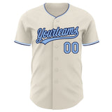Custom Cream Light Blue Navy-White Authentic Baseball Jersey