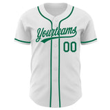 Custom White-Kelly Green Authentic Baseball Jersey