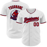 Custom White Red-Navy Authentic Baseball Jersey