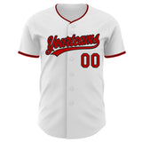 Custom White Red-Black Authentic Baseball Jersey