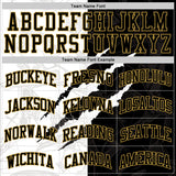 Custom Graffiti Pattern Black Old Gold-White Scratch Round Neck Sublimation Basketball Suit Jersey