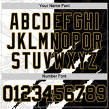 Custom Graffiti Pattern Black Old Gold-White Scratch Round Neck Sublimation Basketball Suit Jersey