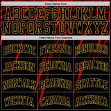 Custom Black Red-Old Gold Splash Round Neck Sublimation Basketball Suit Jersey