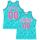 Custom Aqua Pink-White Leopard Print Round Neck Sublimation Basketball Suit Jersey