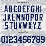 Custom White Navy Curve Lines Round Neck Sublimation Basketball Suit Jersey