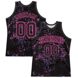 Custom Black Pink Fragment Art Round Neck Sublimation Basketball Suit Jersey