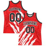 Custom Red Black-White Splash Round Neck Sublimation Basketball Suit Jersey