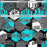 Custom Aqua Black-White Geometric Shape Round Neck Sublimation Basketball Suit Jersey