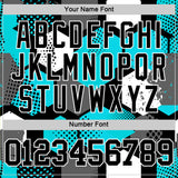 Custom Aqua Black-White Geometric Shape Round Neck Sublimation Basketball Suit Jersey