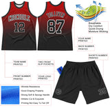 Custom Red Black-White Fade Fashion Round Neck Sublimation Basketball Suit Jersey